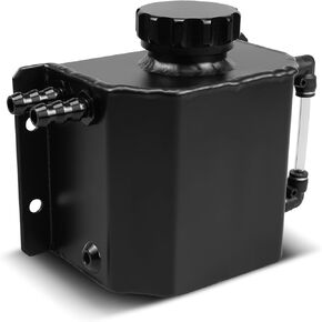 Bevinsee 1L Cool Radiator Overflow Tank Aluminum Alloy Universal Oil Catch Can Expansion Fuel Tank Reservoir Black