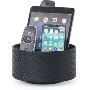 TV Remote Caddy Large Size, Remote Control Holder for Table, Black End Table Organizer for Bedside, Nightstand, Couch Caddy for Middle of Couch for Phone, DVD, Media Player Storage