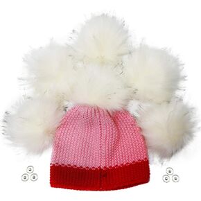Furryvalley Faux Fur Pompom 6pcs DIY Crafts Fluffy Balls for Hat Shoes Scarves with Snap Fastener Removable Knitting Hat Horse Riding Hat Silk Accessories 6 Inch Extra Large (3 Mix Colors)