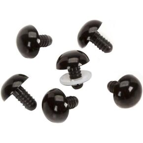 ASTRQLE 50PCS 18MM 0.7" Black Plastic Solid Safety Eyes with Washer for Bear Doll Craft Puppet Plush Animal Stuffed Toys DIY Sewing