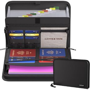 ENGPOW Fireproof Expanding File Folder,Accordion File Organizer with Multi Pockets,13 Expandable Pockets Document Organizer with Labels,Home Travel Office Safe Storage for Important Letter A4 Files