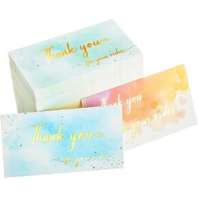 300 Pieces Thank You for Your Order Cards Business Thank You Cards Small Business Watercolor Support Customer Gold Foil Appreciation for Online or Retail Stores Handmade Goods