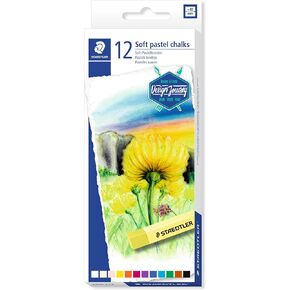 Staedtler Karat Premium Quality Soft Pastel Chalks Set of 12 colors in Heavy-Duty Cardboard Storage Case (2430C12)
