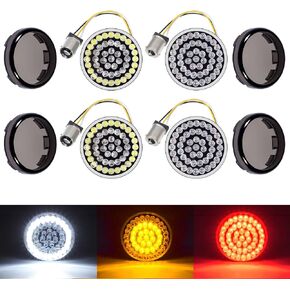 Benlari LED Turn Signal 1156 Rear 1157 Front Lights LED Bulbs Smoke Lenses Kit Black Finish Compatible for Harley Davidson Road King Street Glide Road Glide Ultra Limited