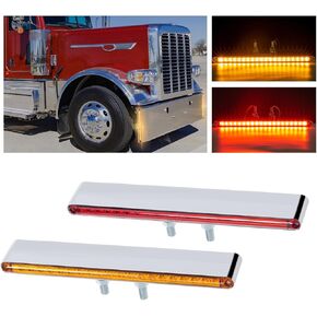 2Pcs 12" Red/Amber LED Combo Double Face Truck Semi Trailer Light Bars 20LED Waterproof with Double Studs Sealed Truck Trailer Led Pedestal Turn Signal Stop Tail Marker Clearance Lights 12V