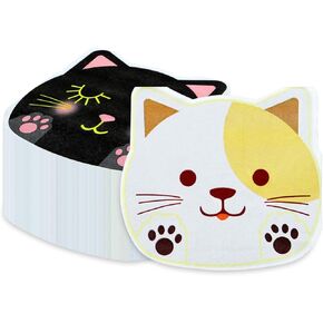 100Pcs Cat Napkins, 11 x 12.2 Inches Cartoon Cat Kitty Party Napkins, Black White Paw Print Paper Napkins, Cat Birthday Decorations Kitten Napkins for Kids Pet Cat Birthday Party Supplies