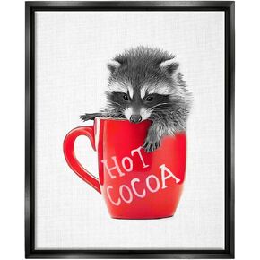 Stupell Industries Raccoon in Cocoa Mug Framed Floater Canvas Wall Art by Annalisa Latella