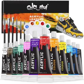 Colorful Acrylic Leather Paint for Shoe Painting- 36 Colors Leather Paint for Bag & Wallet Decor, Leather Jacket Care, Crafts DIY & Customizing Leather Projects