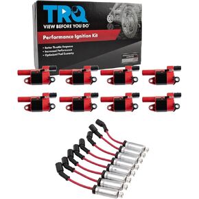TRQ Ignition Coils Spark Plug Wires Kit Compatible with 2007 GMC Sierra 1500 Classic