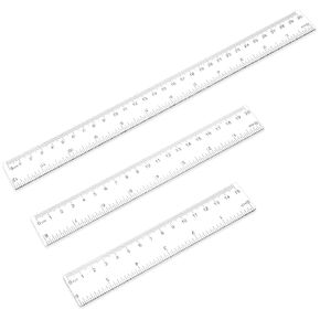 3 Pack 6 Inch 8 Inch 12 Inch Ruler Clear 3 Size Small Ruler Plastic Straight Rulers with Centimeters and Inches, Shatterproof Measuring Tools for School, Office and Home