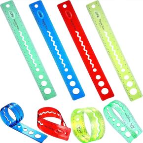 30CM/12inch Unbreakable Clear Rulers Dual Scale Bendable Flexible Rubber Rulers Transparent Shatterproof Straight Plastic Ruler,12 In Flexi Folding Rulers School,Classroom,or Office Kids/Adults(4PCS)