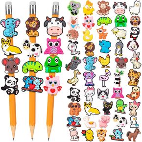 WDAHDHP Pencil Clip Topper, 50 Pcs Different Pencil Topper Decoration, Cute Pencil Charms for Kids Students School Gifts Classroom Rewards