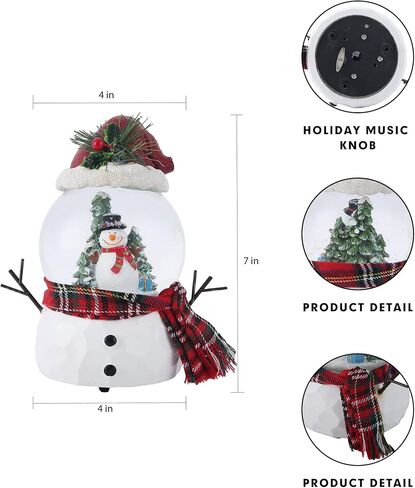 DUSVALLY Snow Globe Gift Santa & Tree Scene, Crystal Musical Glitter Ball for Christmas & New Year, 100mm Glass Water Globe Wind-up Decoration for Home & Office in Saudi Arabia