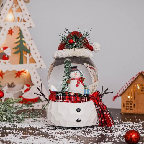 DUSVALLY Snow Globe Gift Santa & Tree Scene, Crystal Musical Glitter Ball for Christmas & New Year, 100mm Glass Water Globe Wind-up Decoration for Home & Office in Saudi Arabia