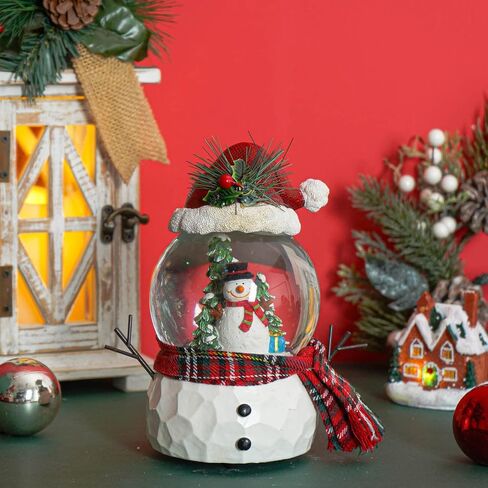 DUSVALLY Snow Globe Gift Santa & Tree Scene, Crystal Musical Glitter Ball for Christmas & New Year, 100mm Glass Water Globe Wind-up Decoration for Home & Office in Saudi Arabia