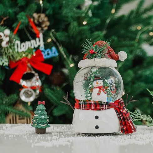 DUSVALLY Snow Globe Gift Santa & Tree Scene, Crystal Musical Glitter Ball for Christmas & New Year, 100mm Glass Water Globe Wind-up Decoration for Home & Office in Saudi Arabia