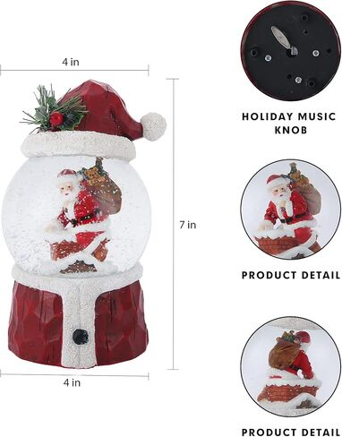 DUSVALLY Snow Globe Gift Santa & Tree Scene, Crystal Musical Glitter Ball for Christmas & New Year, 100mm Glass Water Globe Wind-up Decoration for Home & Office in Kuwait