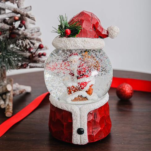 DUSVALLY Snow Globe Gift Santa & Tree Scene, Crystal Musical Glitter Ball for Christmas & New Year, 100mm Glass Water Globe Wind-up Decoration for Home & Office in Kuwait