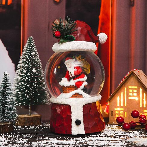 DUSVALLY Snow Globe Gift Santa & Tree Scene, Crystal Musical Glitter Ball for Christmas & New Year, 100mm Glass Water Globe Wind-up Decoration for Home & Office in Kuwait