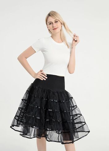 Women's 50s Vintage Tulle Ruffled Petticoat 26" Crinoline Rockabilly Tutu Skirt Slip S-2XL in Kuwait