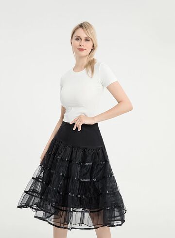 Women's 50s Vintage Tulle Ruffled Petticoat 26" Crinoline Rockabilly Tutu Skirt Slip S-2XL in Kuwait