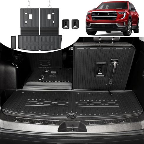 سجادات أرضية متوافقة مع 2017-2023 GMC Acadia - بطانة شحن لجميع الأحوال الجوية مع مسند ظهر لملحقات GMC Acadia Denali - 6 ركاب فقط 2023 2022 2021 in Saudi Arabia