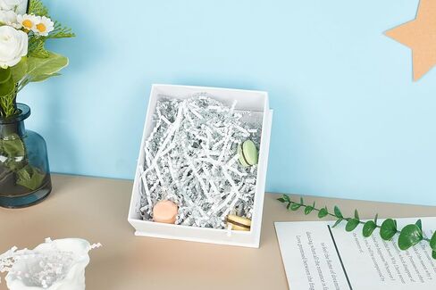 COOBL - 4 oz - Crinkle Cut Paper Shred Filler Gift Wrapping & Gift Basket Filler for Gift Wrapping, Basket Filling, Birthdays, Weddings, Anniversaries, Valentines Day,Christmas (Silver) in Kuwait