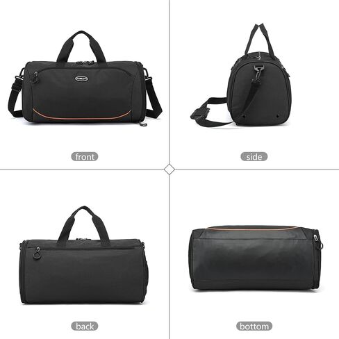 TUGUAN Small Gym Bag for Men with Shoes Compartment & Wet Pocket Lightweight Travel Duffle Bag Weekender Overnight Duffel Bag for Women Sports Gym Tote Fitness Swimming Workout Bag, Black in Saudi Arabia