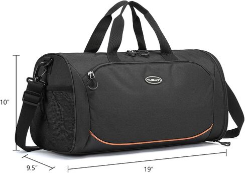 TUGUAN Small Gym Bag for Men with Shoes Compartment & Wet Pocket Lightweight Travel Duffle Bag Weekender Overnight Duffel Bag for Women Sports Gym Tote Fitness Swimming Workout Bag, Black in Saudi Arabia