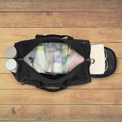 TUGUAN Small Gym Bag for Men with Shoes Compartment & Wet Pocket Lightweight Travel Duffle Bag Weekender Overnight Duffel Bag for Women Sports Gym Tote Fitness Swimming Workout Bag, Black in Saudi Arabia