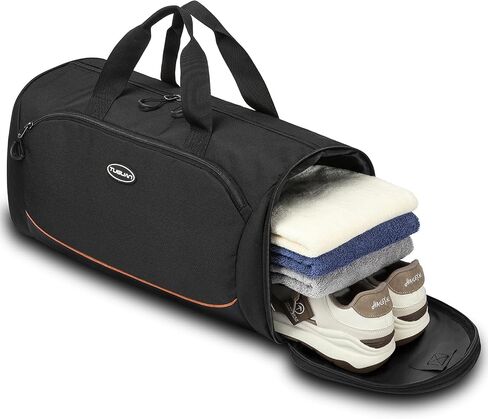 TUGUAN Small Gym Bag for Men with Shoes Compartment & Wet Pocket Lightweight Travel Duffle Bag Weekender Overnight Duffel Bag for Women Sports Gym Tote Fitness Swimming Workout Bag, Black in Saudi Arabia