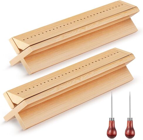 Dunzoom 2 Pcs Bamboo Book Binding Cradle with 2 Awls Book Binding Tool with Piercing Guide Book Hand Binding Kit for Book Punching DIY Crafts, Polished Smooth Surface in Saudi Arabia
