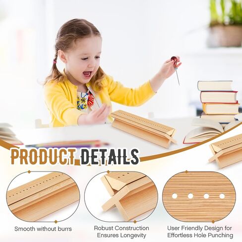 Dunzoom 2 Pcs Bamboo Book Binding Cradle with 2 Awls Book Binding Tool with Piercing Guide Book Hand Binding Kit for Book Punching DIY Crafts, Polished Smooth Surface in Saudi Arabia