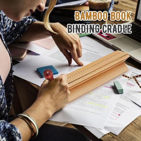 Dunzoom 2 Pcs Bamboo Book Binding Cradle with 2 Awls Book Binding Tool with Piercing Guide Book Hand Binding Kit for Book Punching DIY Crafts, Polished Smooth Surface in Saudi Arabia