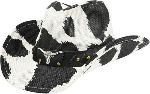 QWINEE قبعة رعاة البقر الغربية الكلاسيكية قبعات رعاة البقر الغربية الكلاسيكية مع حزام عريض متعدد الألوان مقاس واحد in Kuwait