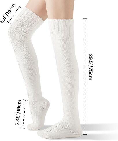 Clothirily Thigh High Socks for Women, Winter Over Knee Socks, Fashion Knitted Thick Thigh Tigh Boot Stockings Leg Warmers in Kuwait