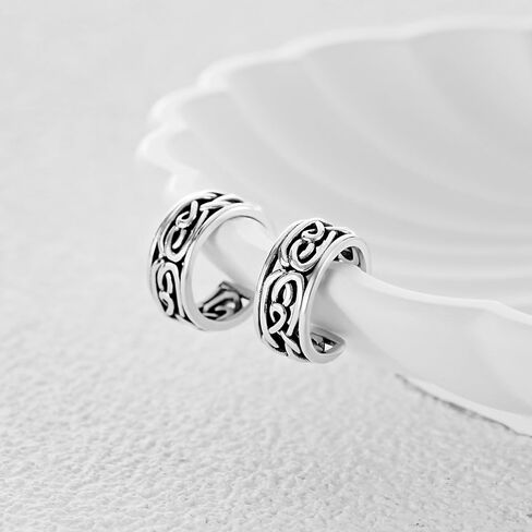 Ear Cuff for Men Women 925 Sterling Silver Celtic Earrings Viking Black Cuff Earrings Non Piercing Cartilage Cuff in Kuwait
