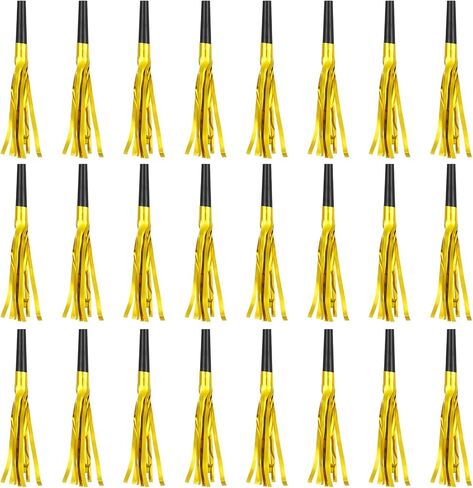 Party Blowers Noisemakers, 24 Pcs Gold Metallic Fringed Noise Maker Glitter Party Blowers for Adult Birthday Wedding Halloween Christmas Graduation New Year Party Sporting Events Supplies in Saudi Arabia