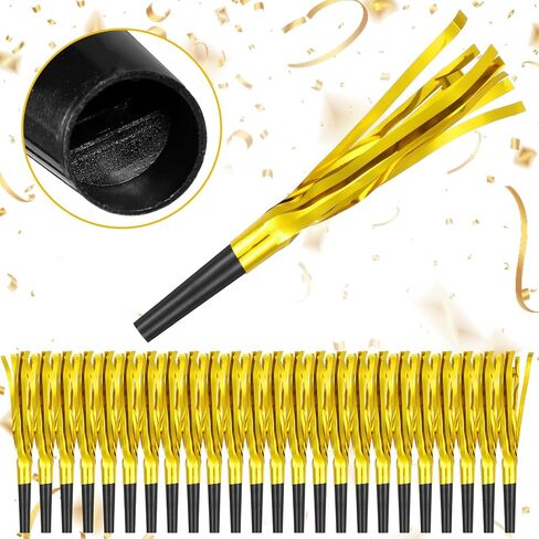 Party Blowers Noisemakers, 24 Pcs Gold Metallic Fringed Noise Maker Glitter Party Blowers for Adult Birthday Wedding Halloween Christmas Graduation New Year Party Sporting Events Supplies in Saudi Arabia
