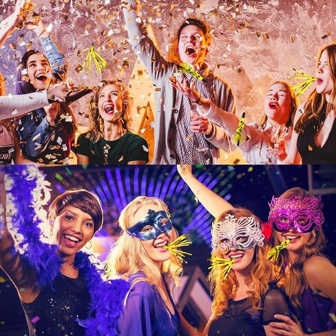 Party Blowers Noisemakers, 24 Pcs Gold Metallic Fringed Noise Maker Glitter Party Blowers for Adult Birthday Wedding Halloween Christmas Graduation New Year Party Sporting Events Supplies in Saudi Arabia