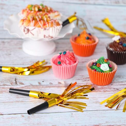 Party Blowers Noisemakers, 24 Pcs Gold Metallic Fringed Noise Maker Glitter Party Blowers for Adult Birthday Wedding Halloween Christmas Graduation New Year Party Sporting Events Supplies in Saudi Arabia