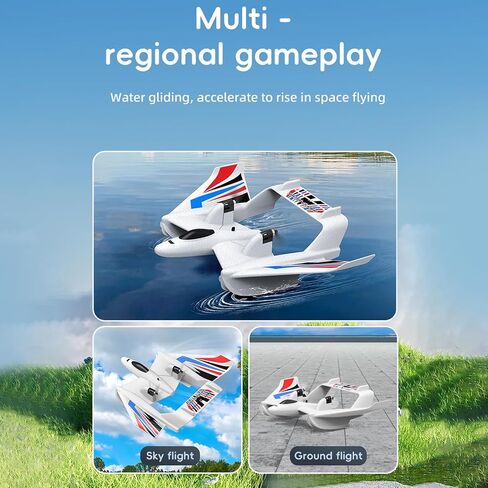 GoolRC RC Plane Remote Control Airplane, 3 in 1 Water Land Air RC Airplane, 2.4GHz 2CH RC Aircraft, RC Glider with Gyroscope and Stunt Flying, 2 Batteries for Beginners in Saudi Arabia