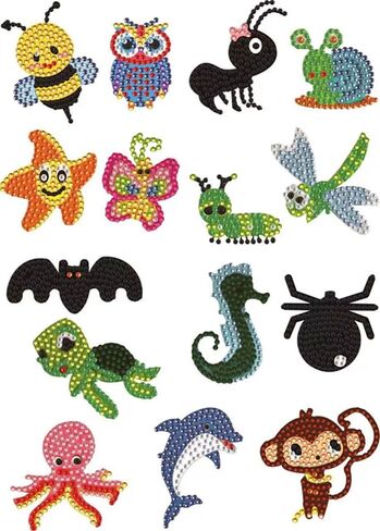 مجموعات ملصقات الرسم الفني الماسي 5D DIY، 15 قطعة من الملصقات الفنية الماسية ذات موضوع الحيوان، تناسب المبتدئين البالغين. in Kuwait