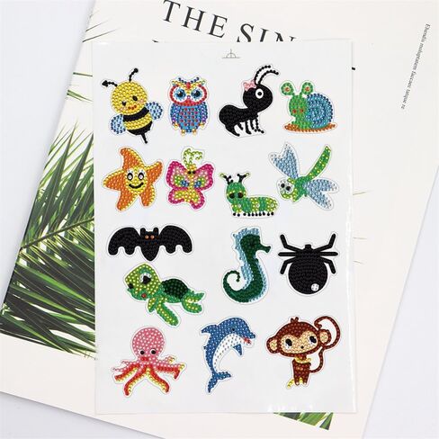 مجموعات ملصقات الرسم الفني الماسي 5D DIY، 15 قطعة من الملصقات الفنية الماسية ذات موضوع الحيوان، تناسب المبتدئين البالغين. in Kuwait