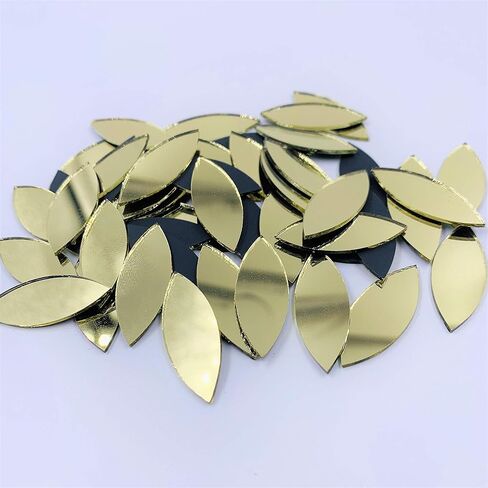 CHENRUI150pcs Petal Shaped Mirror Mosaic Tile Craft Mirrors (Yellow Gold) in Kuwait