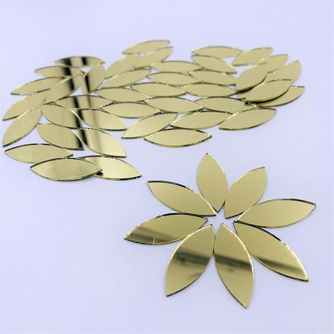 CHENRUI150pcs Petal Shaped Mirror Mosaic Tile Craft Mirrors (Yellow Gold) in Kuwait