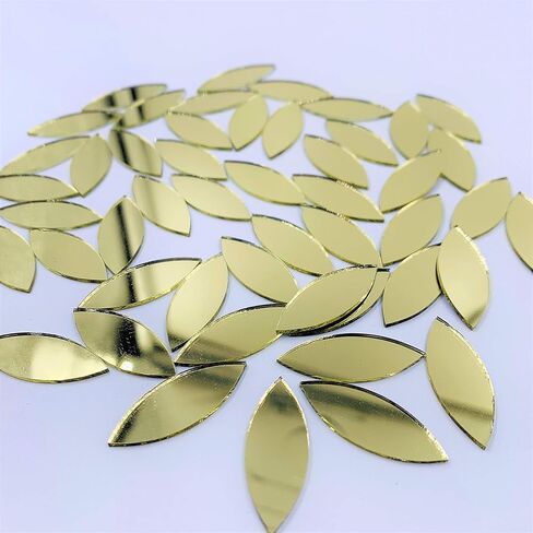 CHENRUI150pcs Petal Shaped Mirror Mosaic Tile Craft Mirrors (Yellow Gold) in Kuwait