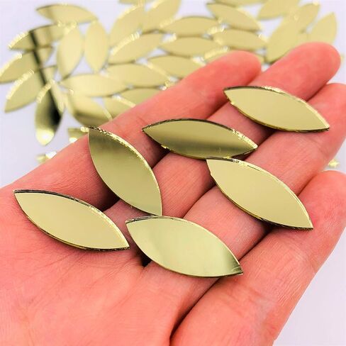 CHENRUI150pcs Petal Shaped Mirror Mosaic Tile Craft Mirrors (Yellow Gold) in Kuwait