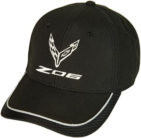 C8 Z06 Corvette Hat - Next Generation Carbon Fiber Silver Accent Cap : Black in Saudi Arabia