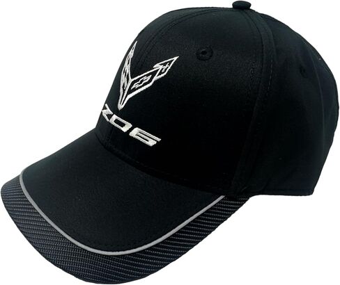 C8 Z06 Corvette Hat - Next Generation Carbon Fiber Silver Accent Cap : Black in Saudi Arabia